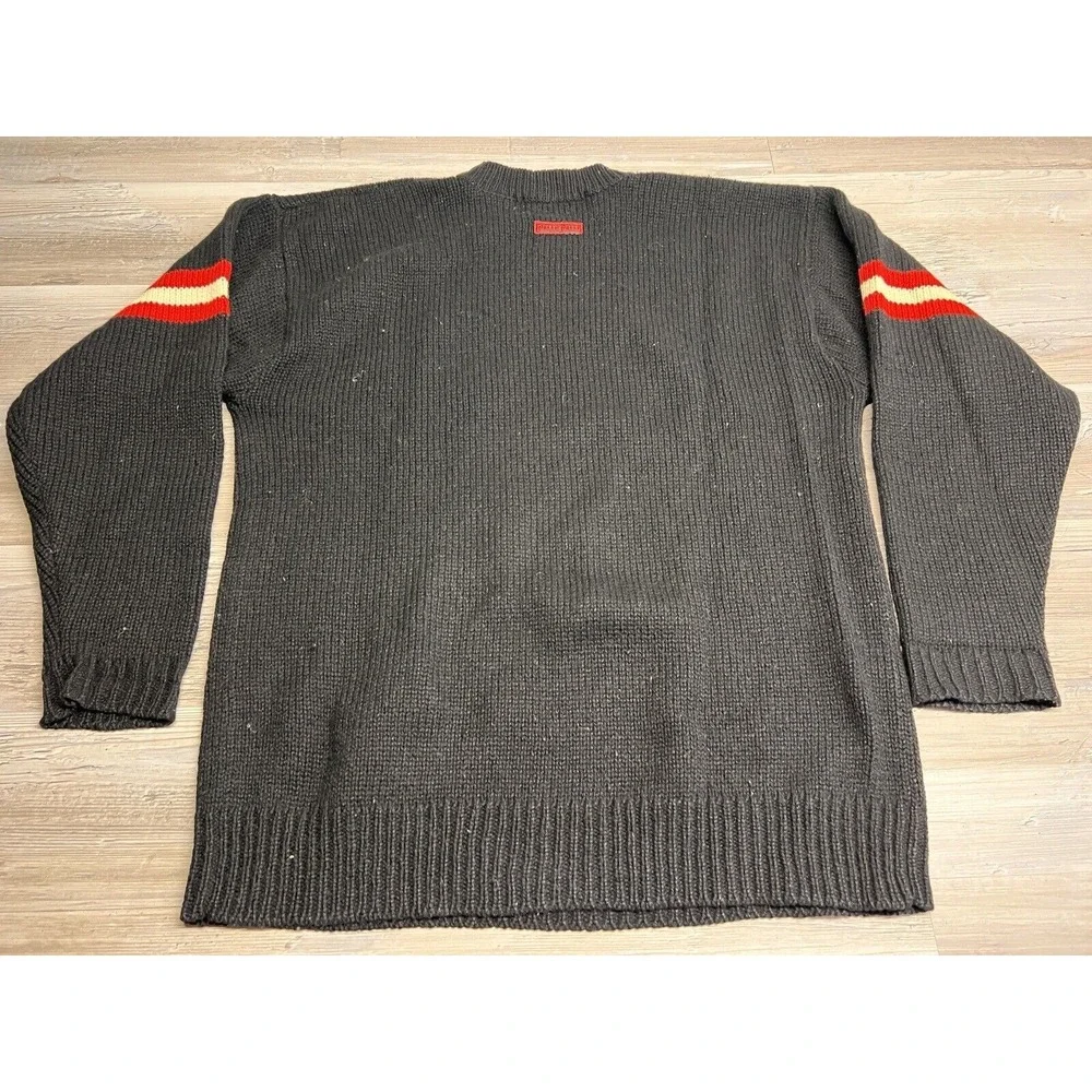 Vintage Pelle Pelle Sweater Mens 2XL‎ Black Red Knit Pullover Logo